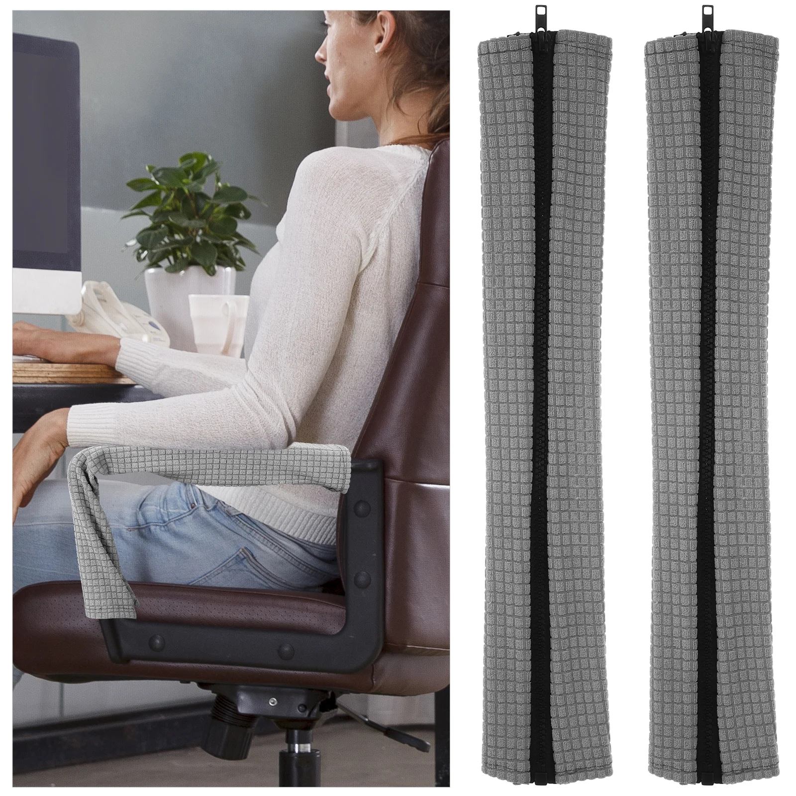 

2Pcs Armrest Covers for Office Chairs Universal Fit Elbow Cushion Pads Detachable Washable Anti-Skid Design Armrest Cover