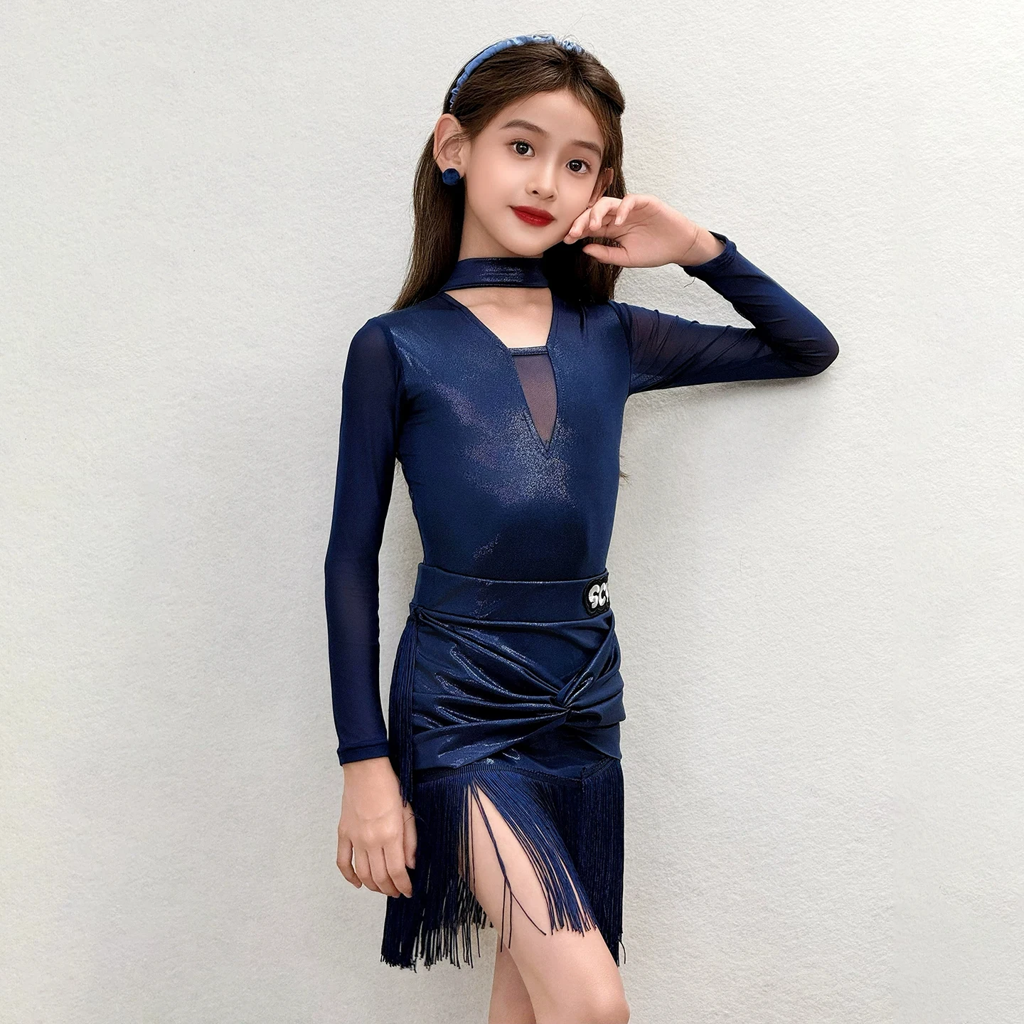 Kids Chacha Latin Dance Competition Clothes Girls Latin Dance Fringed Dress Children'S Ballroom Dance Costume Stage Wear XS12054