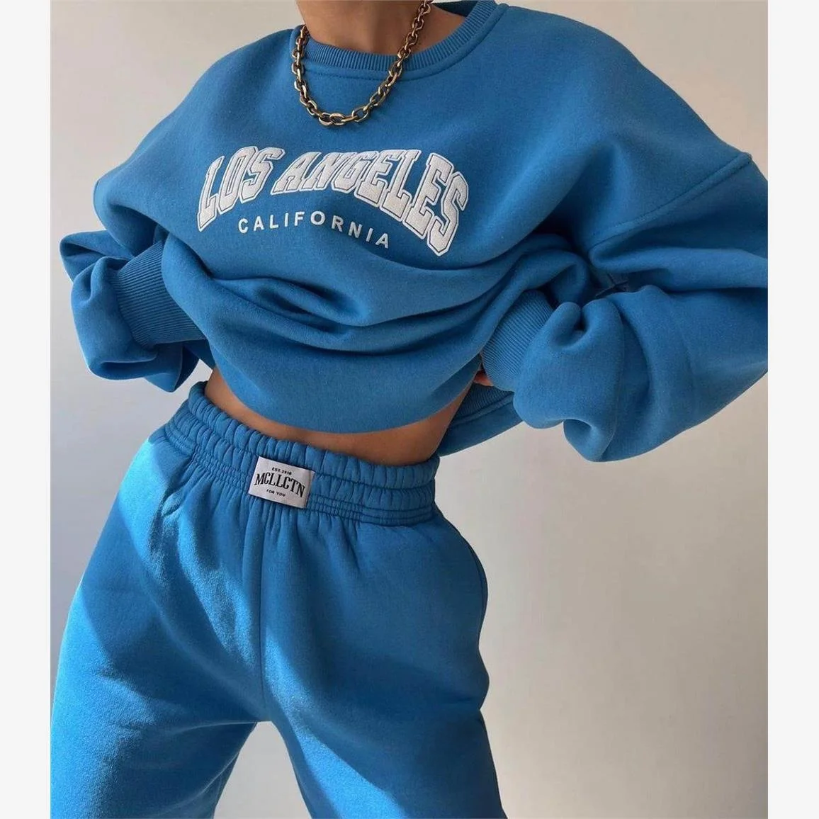 2023 Women's Casual Sweater Long Swed Pants Set Faionable Autumn Outfit Comfortable Breathable Material High Waist Design