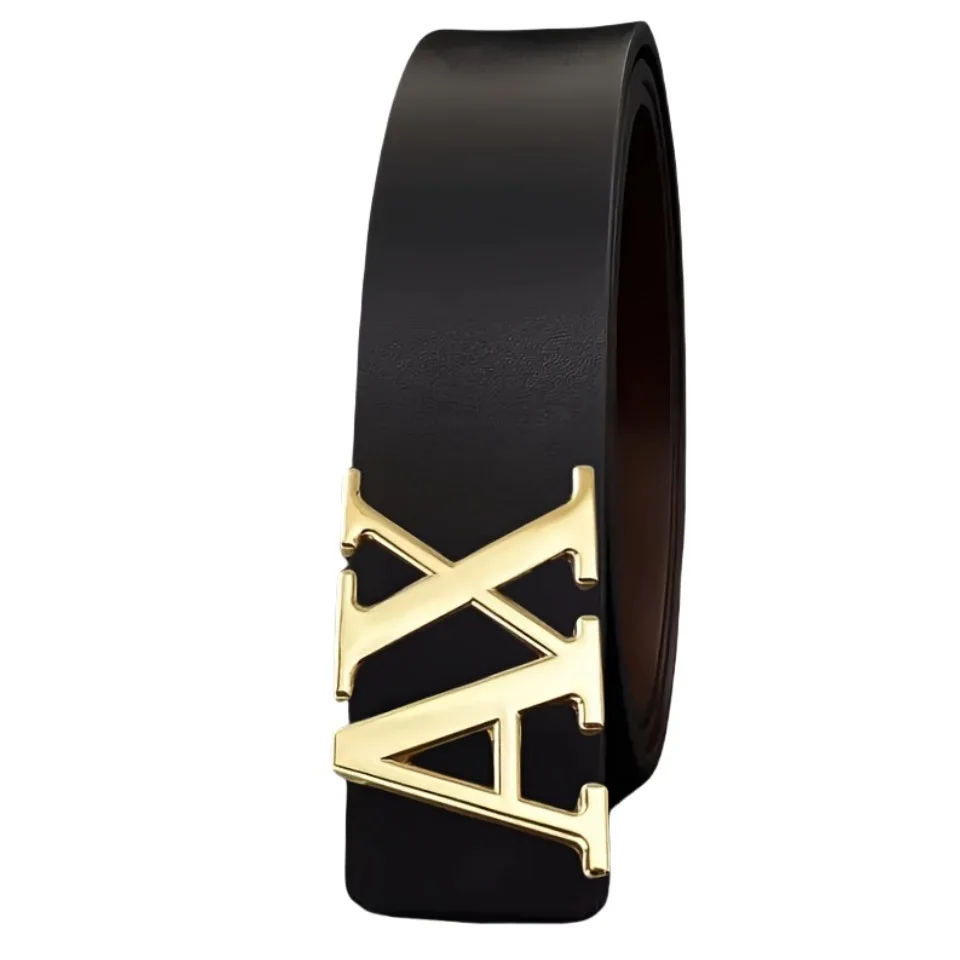  حزام رجالي من الجلد الطبيعي الفاخر بعرض 3.5 سم وإبزيم حروف متعدد الاستخدامات للجينز والبدلات #4