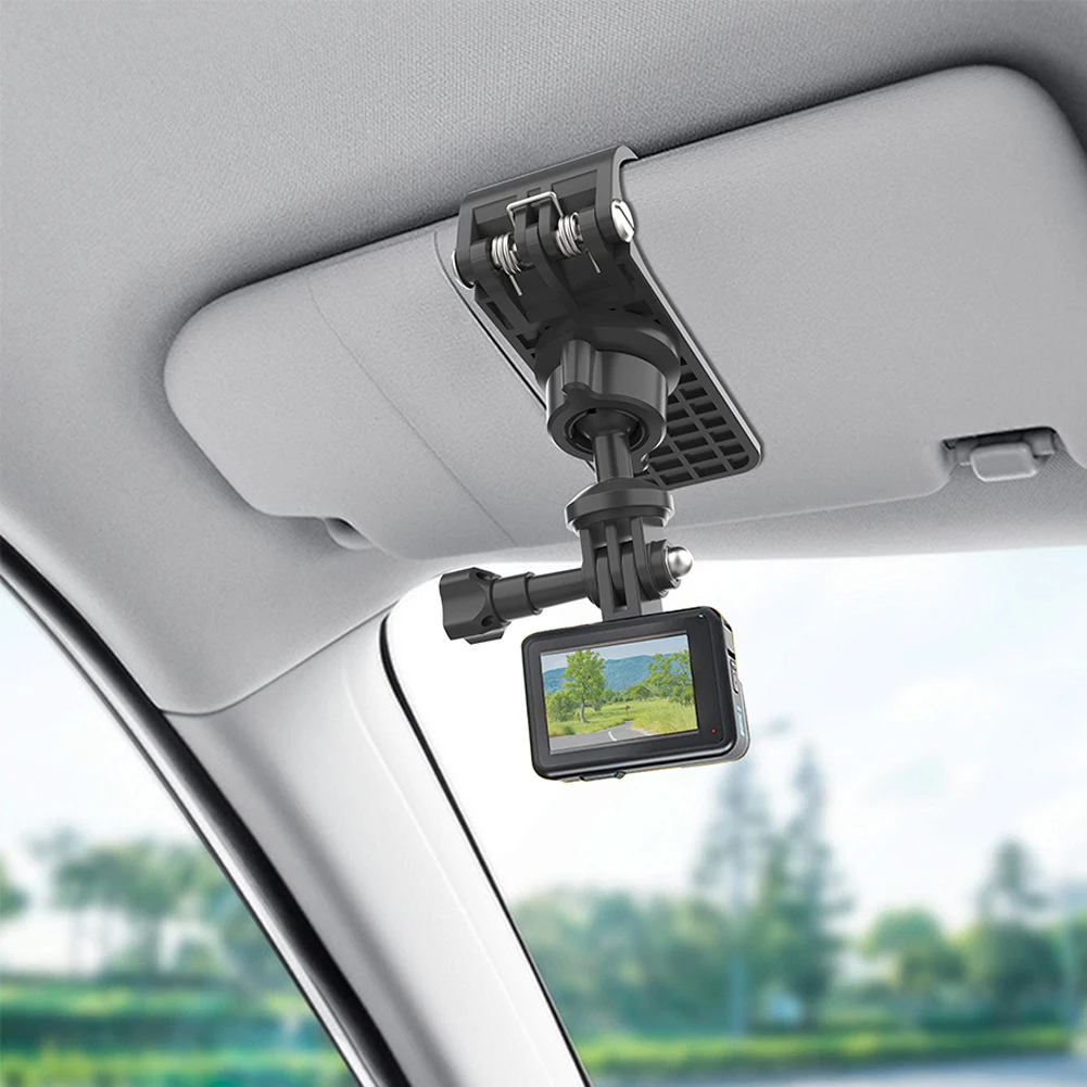 Car Sun Visor Action Camera Mount Bracket 1/4 Inch Adjustment Car Sun Visor Camera Mount for Osmo Pocket 3 Action 4 Insta360 X3