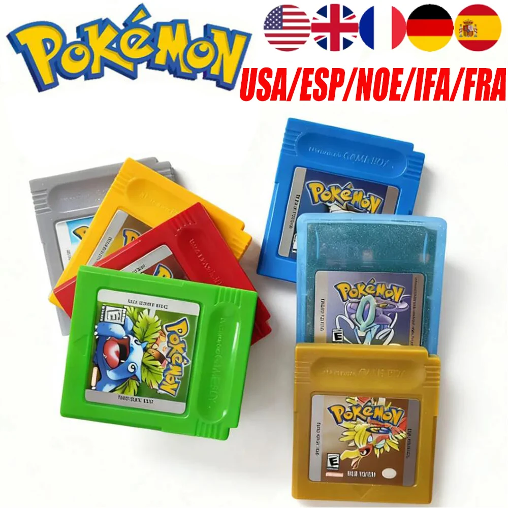 GBC Pokemon Cards 16-bit Game Video Game Cartridge Console Card Red Blue Crystal Golden Green Silver Yellow