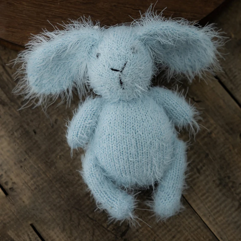 Poupées lapin en peluche faites à la main pour nouveau-né, accessoires de photographie, fourrure de vison, jouet animal, studio photo, mois complet