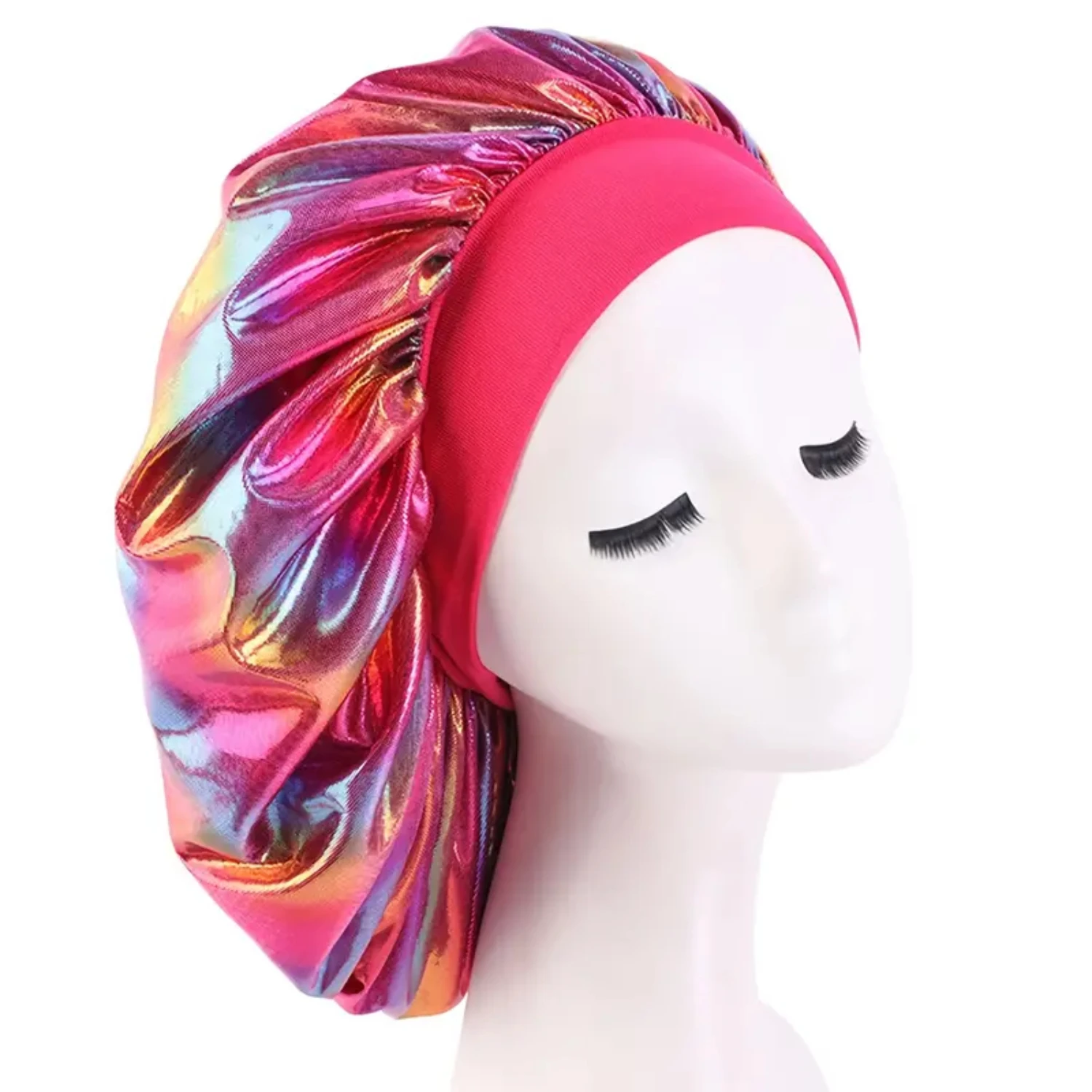 Ensure a Peaceful Night's Sleep with This Soft, Comfortable Large-sized Satin Printed Women's Bonnet with Lining - Perfect Head 