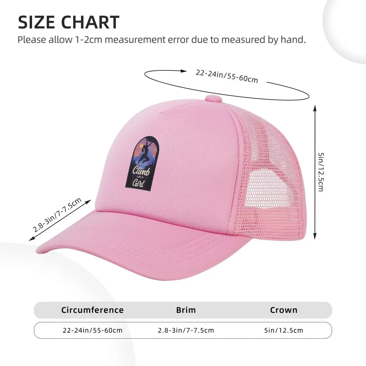 Rock Climbing Climber Climb Like A Girl Mesh Baseball Caps Snapback Baseball Hats Breathable Casual Casquette Outdoor Unisex