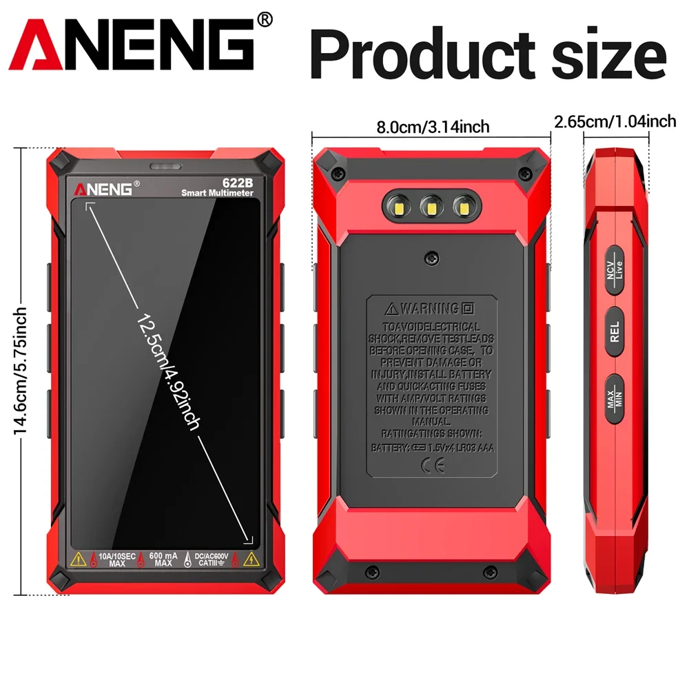 ANENG 622A/622B Smart Digital Multimeter AC/DC Voltage Current Capacitor Resistance NCV Voltage Induction Infrared Laser Tester