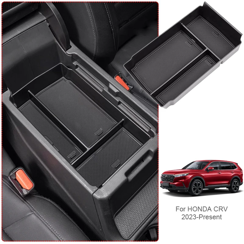 

Car Armrest Box Storage For HONDA CRV 2023-Present ABS Under Center Console Organizer Tray Door Tidying Box Auto Accessory