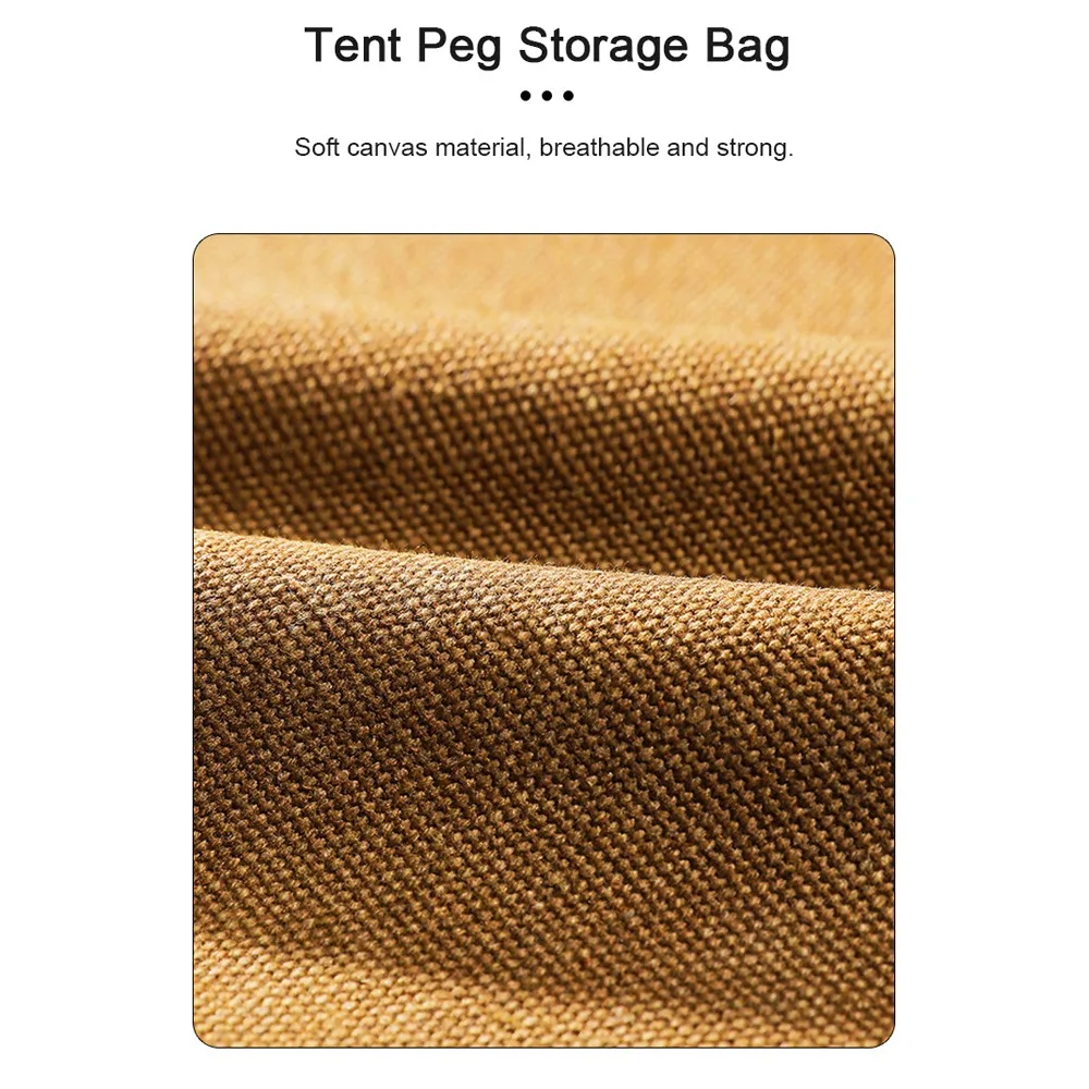 Durable Zipper Closure Tent Peg Storage Bag Portable Waterproof Camping Tool Bag Sturdy Handle Canvas Carry Bag Camping Gear