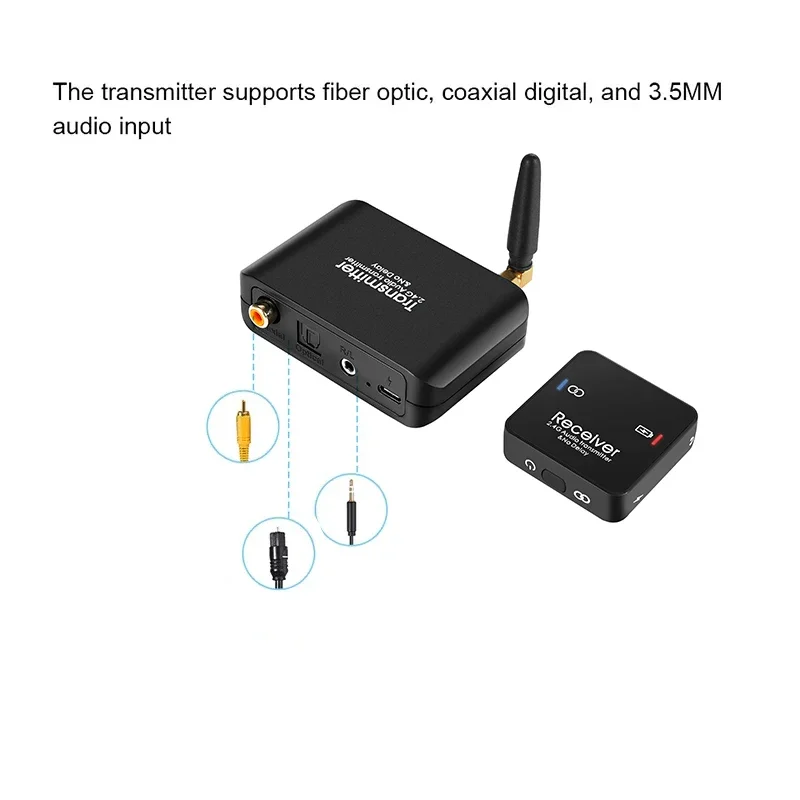 Receptor transmissor de música de áudio wi-fi sem fio 50m 2 4ghz com adaptador sem fio estéreo r/l de 3.5mm para AC-3/dts/pcm tv computador cd