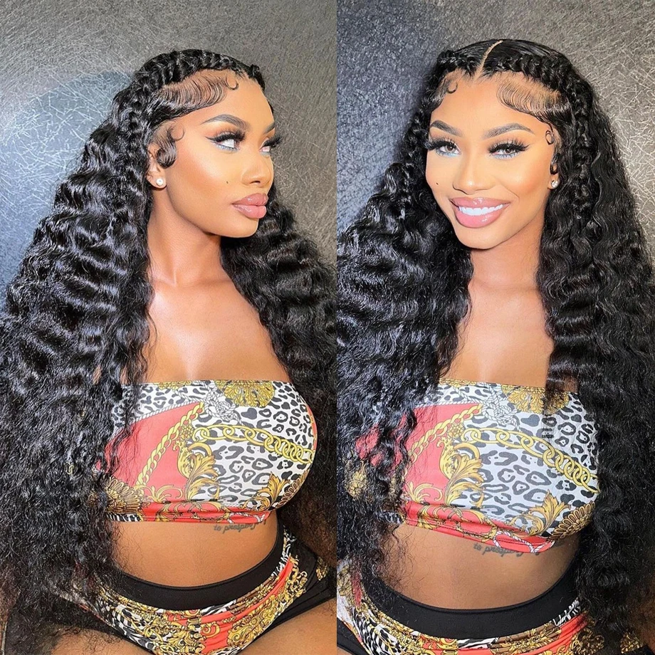 Deep Wave 13x6 HD Lace Front Human Hair Wig Glueless 6X4 5X5 Closure Wig Curly 13x4 Lace Frontal Wigs For Women Wet And Wavy