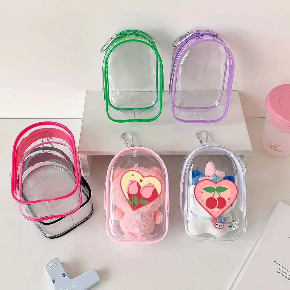 

Transparent PVC Toy Storage Bag Large Plush Doll Display Bag With Keychain Student Backpack Hanging Pendant Zipper Coin Purse