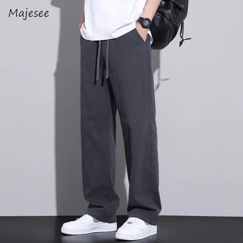 Pants Men Daily Simple Solid Drawstring Fashion Sporty Spring Straight Trousers Korean Style All-match Youthful Schoolboys New