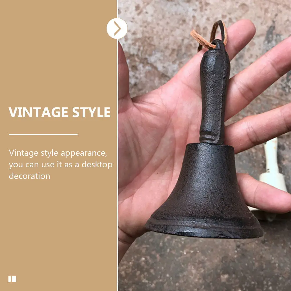 Vintage Iron Small Hand Bell Call Bell School Restaurant Retro Decoration Compact Iron Craft Handbell Handheld