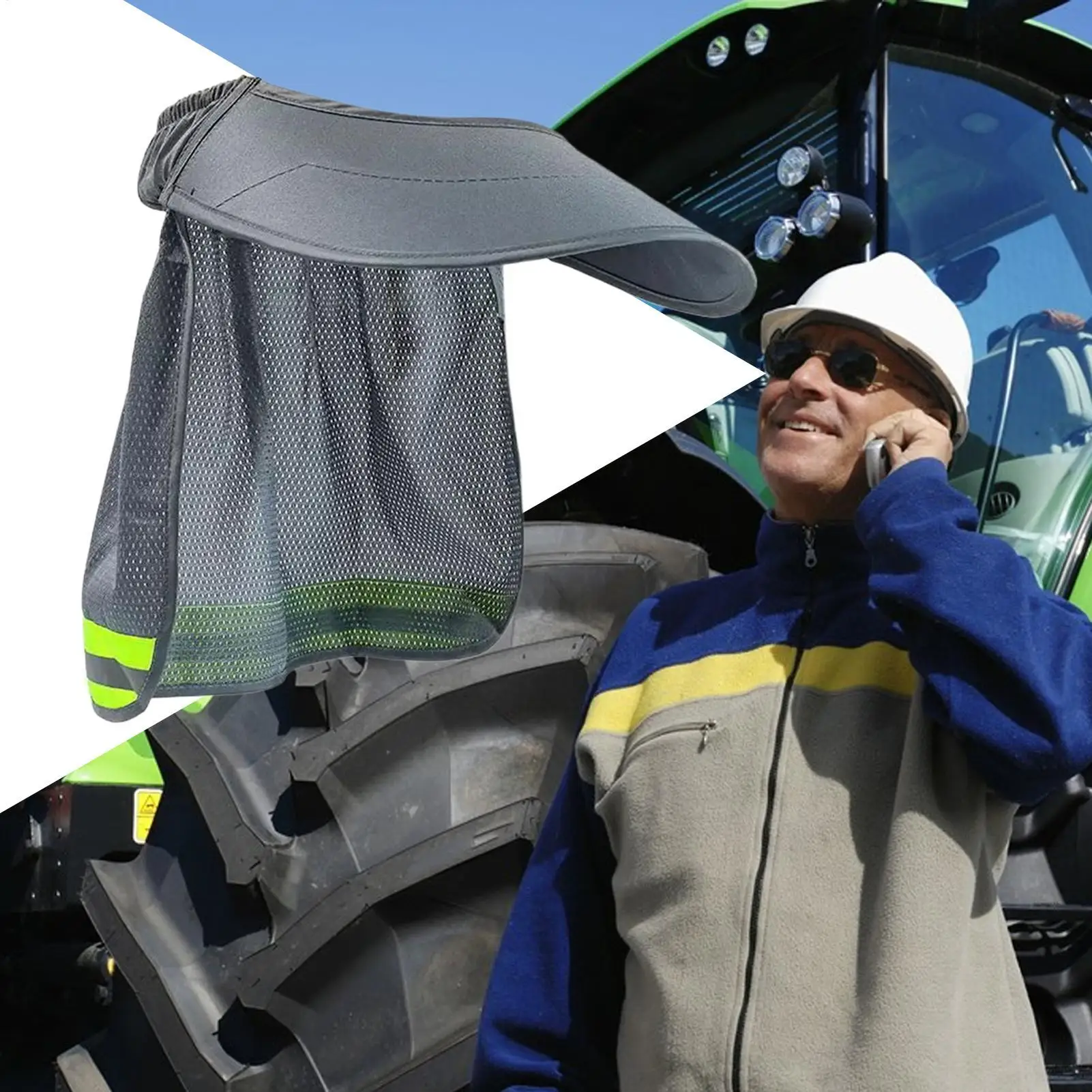 2026 Summer Sun Shade Safety Hard Hat Neck Shield Helmet Sun Shade Reflective Stripe Cap Cover for Construction Workers