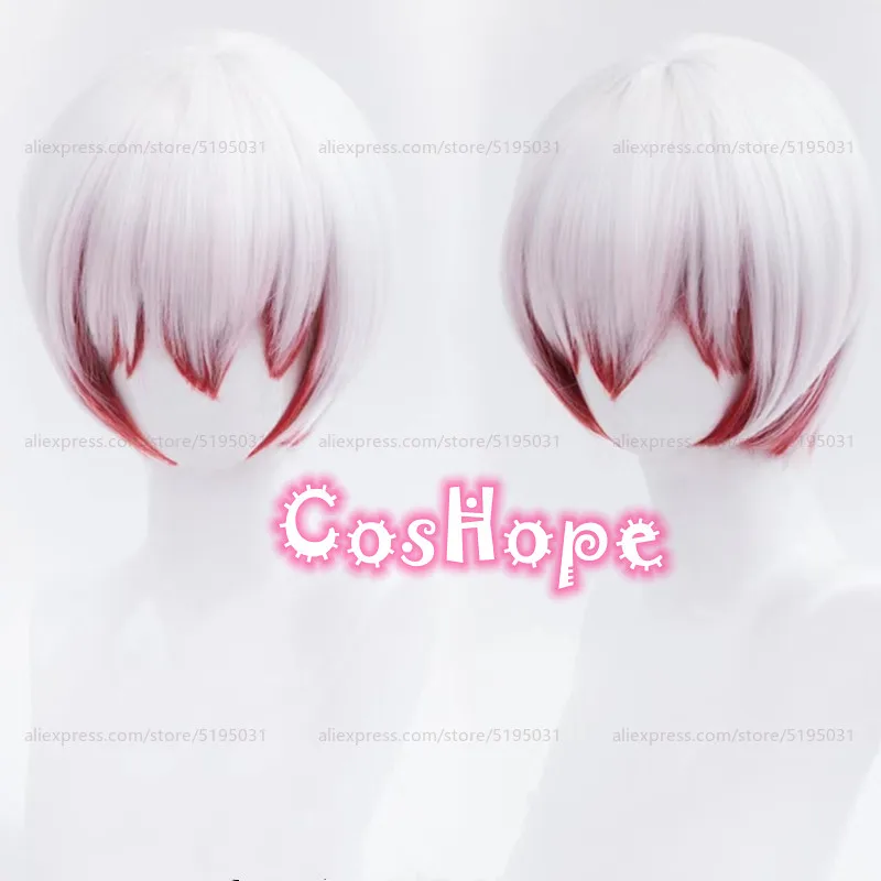 Saigiku Jono Cosplay Wig 30cm Short Wig Silver White Red Wig Anime Cosplay Wigs Heat Resistant Synthetic Wigs