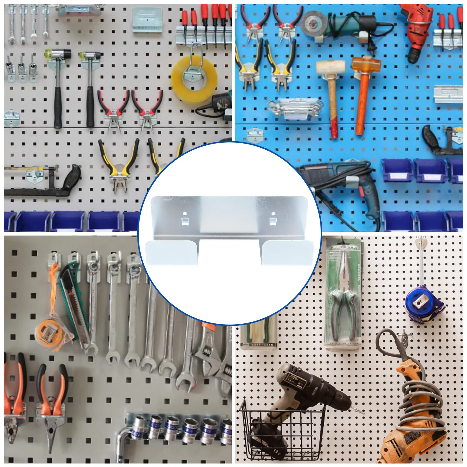 1Pcs Power Tool Storage Rack Heavy Duty Metal Pegboard Drill Organizer Wall Mounted Garage Workstation Holder Drill Storage Rack