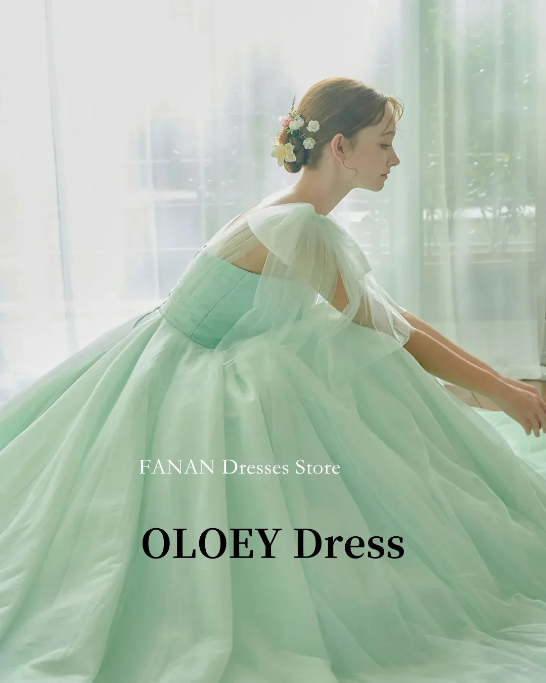 

OLOEY Elegant V-Neck Korea Ivory Organza Customized Garden Wedding Dresses 웨딩드레스 Simple Custom Made Corset Bride Gowns Plus Size