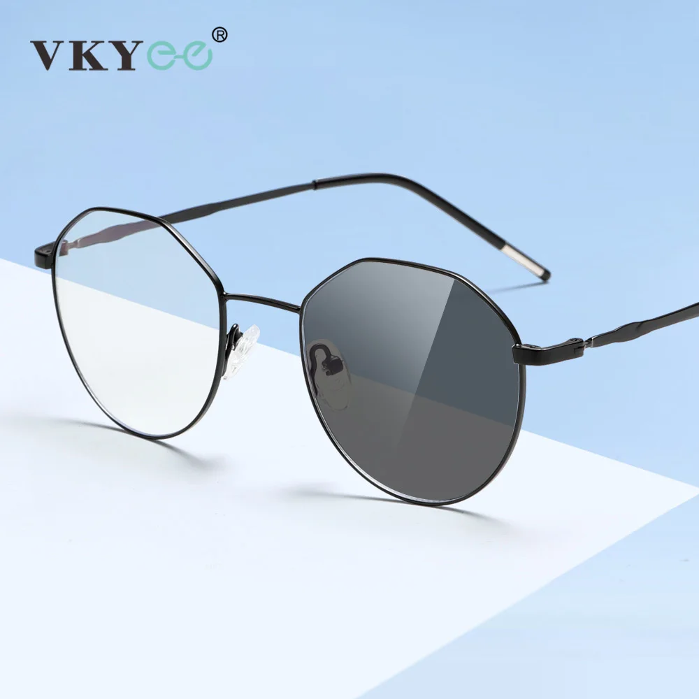VKYEE Geometric Polygonal Personalized Design Ladies Men Anti-blue Light Photochromic Reading Glasses Customizable Prescription