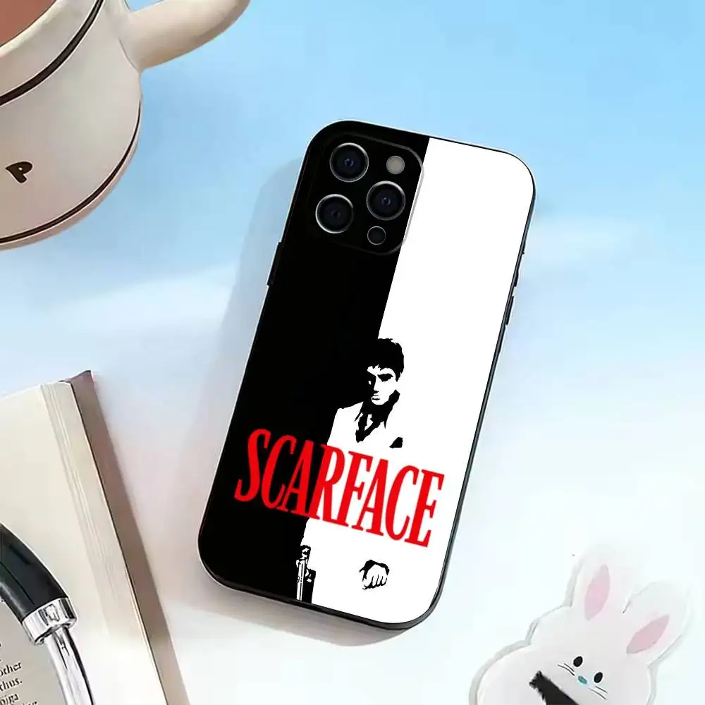 Gangster movie characters Tony   Phone Case For iPhone 16,17,14,14,13,12,11 Plus,ProMax,XS,Soft Black Silicone Cover
