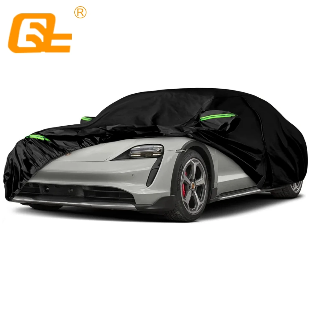 Waterproof Car Cover Fit 2019-2024 Porsche Taycan with Zipper Door & Windproof Bands  for Snow Rain Dust Hail Protection