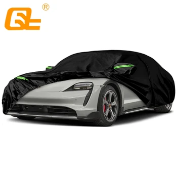 Waterproof car cover Fit 2019-2024 Porsche Taycan with zipper door and windproof tapes snow rain dust hail protection