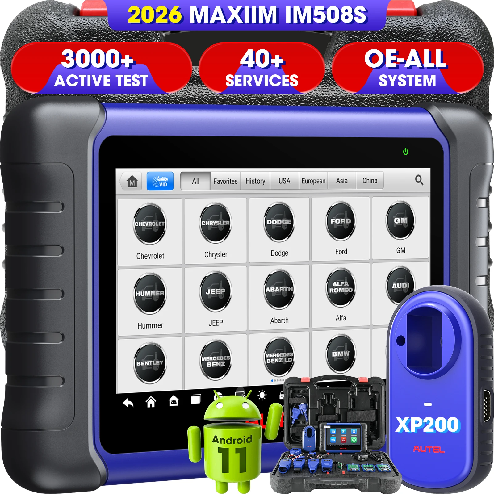 Autel MaxiIM IM508S Scanner Key Programming Tool with XP200 Programmer Bidirectional Control Car Diagnostic Device, IMMO Functions, 40+ Services, All System Diagnostics Key Fob Programming Tools Auto Diagnostic Tool