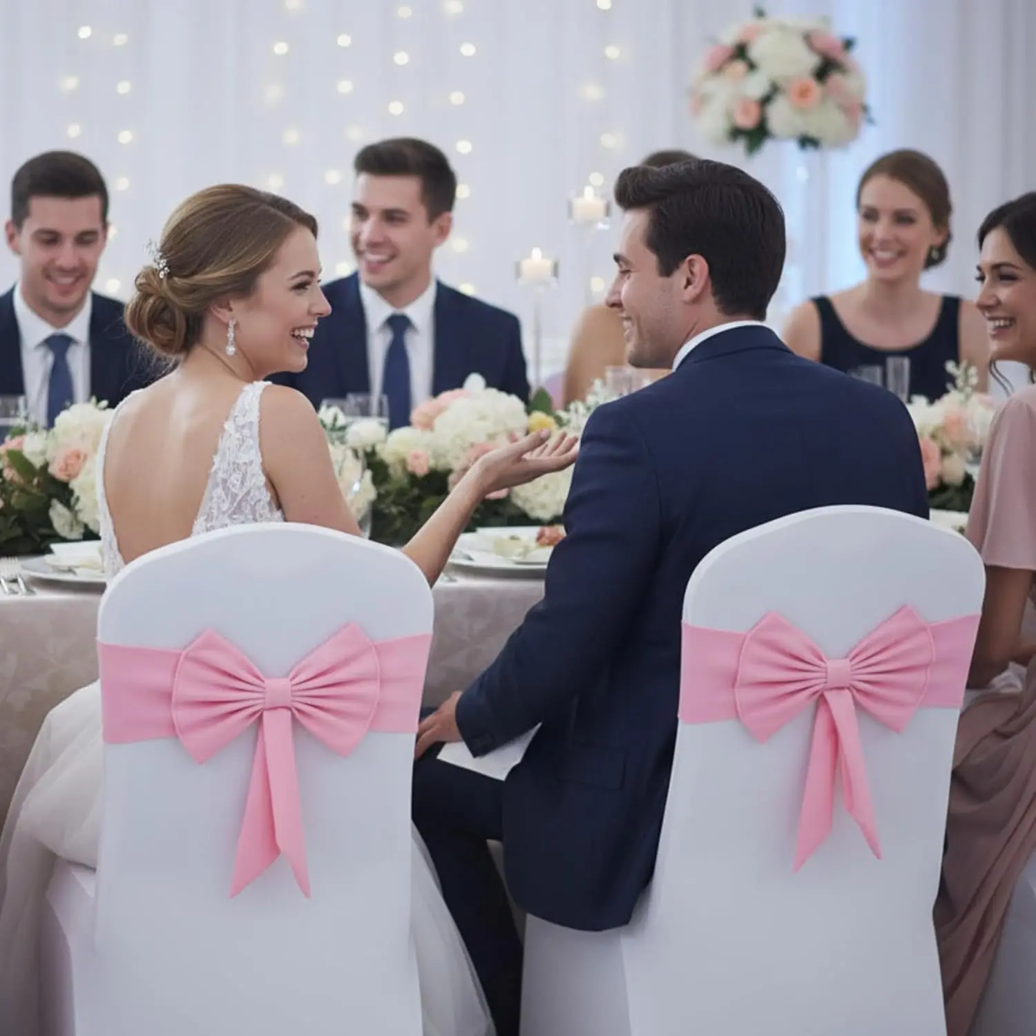 10 Pcs Spandex Chair Sashes for Wedding Elastic Chair Bows Sashes Universal Decorative for Party Baby Shower Ceremony Reception