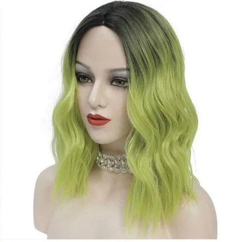 شعر مستعار صناعي مموج الجزء الأوسط شعر قصير مجعد ملون للحفلات التنكرية برأس كامل من الألياف المقاومة للحرارة