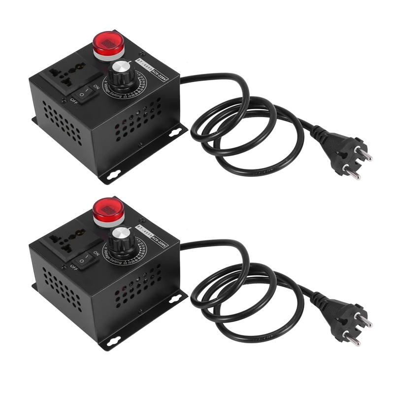 2X Ac220v 4000W Scr Electronic Voltage Regulator Temperature Motor Fan Speed Controller Dimmer Electric Tool,EU Plug