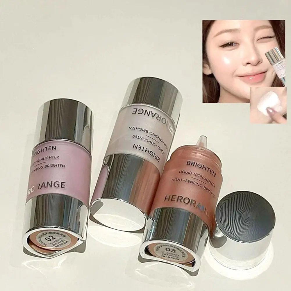 Korean Clear Highlighter Brighten Light-Sensing Natural High Gloss Facial Shimmer Champagne Pink Rose Copper Liquid Highlighter