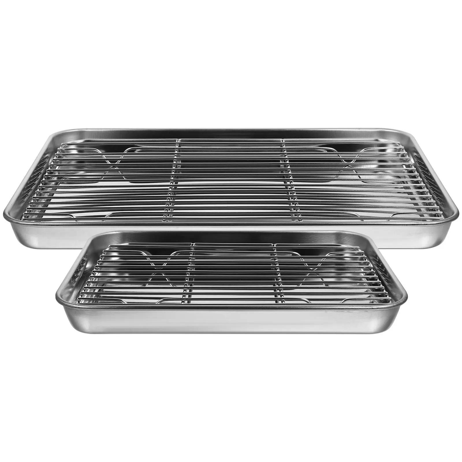 

2Pcs Square Stainless Steel Oil Drain Plates Rust-Resistant Vegetable Fruit Draining Trays Kitchen Storage