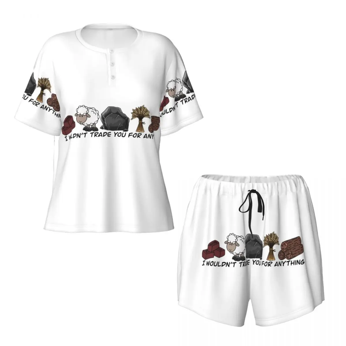 

I Wouldn't Trade You For Anything - Ночные рубашки Catan с круглым вырезом и короткими рукавами для женщин, свободный пижамный комплект с короткими штанами