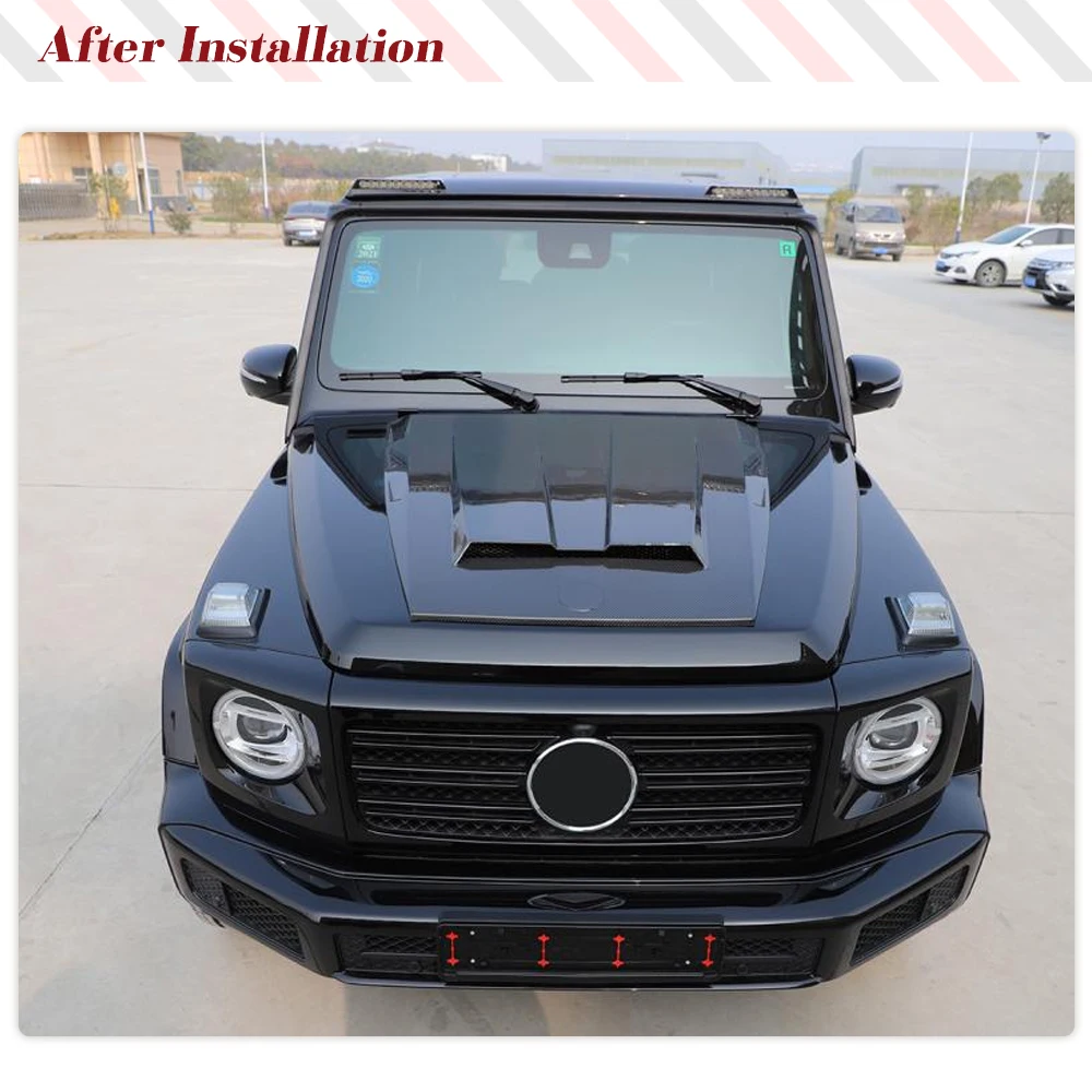 Car Front Roof Spoiler Boot Lip Wing Spoiler For Mercedes-Benz Benz W464 W463 G63AMG 2019UP Carbon Fiber With Light