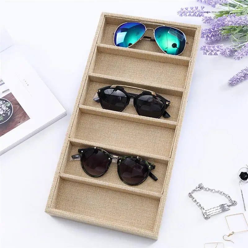 1pc Glasses Display Box Countertop Display Glasses Storage Box Sunglasses Case Eyeglass Holder 6 Slots Eyewear Shop Showcase