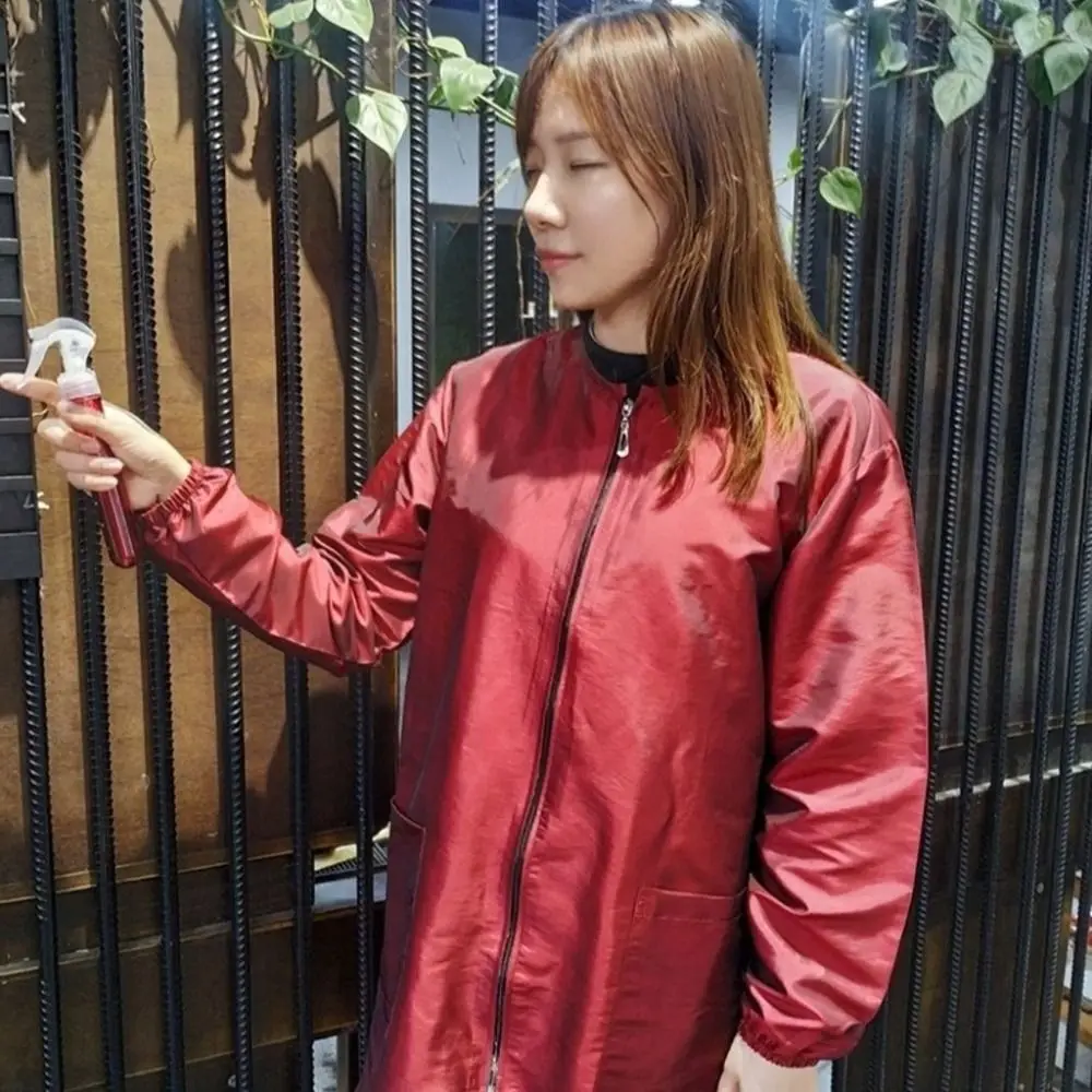 

Рабочая одежда для парикмахерской с короткими/длинными рукавами, антипригарная одежда для волос, полиэстер, униформа для парикмахерской, легкая дышащая на молнии