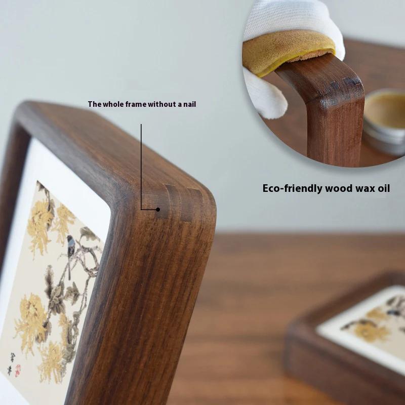 Solid Black Walnut Wood Photo Frame - Stylish Dado Corner Design Elegant Picture Frame Table Display and Home Décor