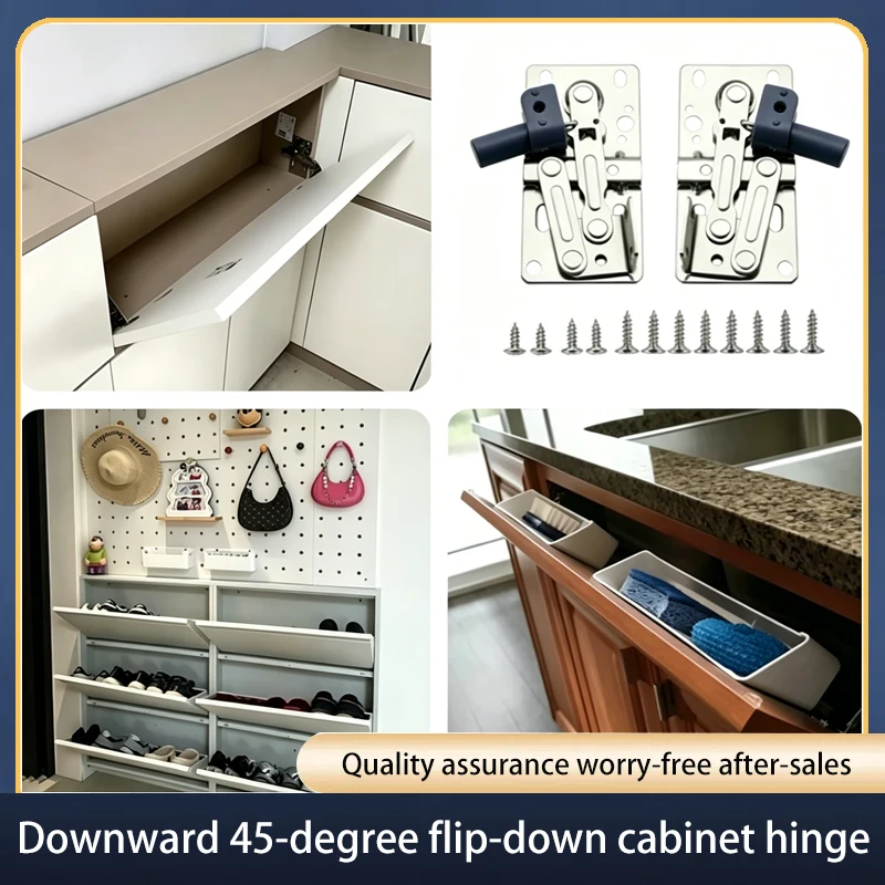 

Stainless Steel 45 Degree Down Flap Cabinet Hinge Soft Closing Damper Spring For Under Sink Bathroom Storage Box Hardware