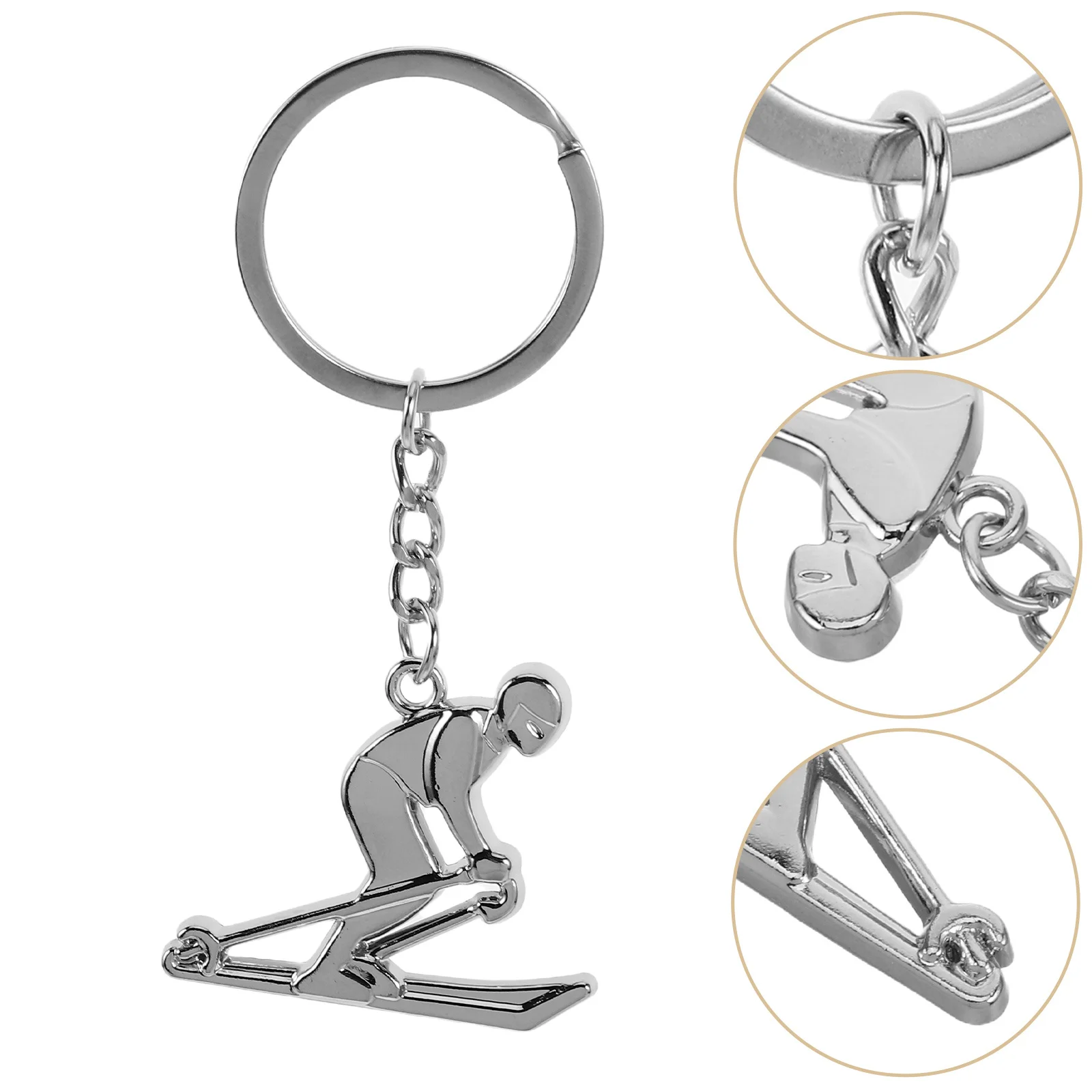 

Metal Skiing Figure Keychain Delicate Charm Sport Accessory Ski Backpack Pendant Metal Ski Charm Keyring Skiing Figure Keychain
