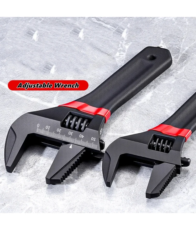 1 Pcs 6/8” Short Handle Adjustable Wrench Oversized Open Bathroom Wrench Mini Small Board Large-diameter Adjustable Short Handle