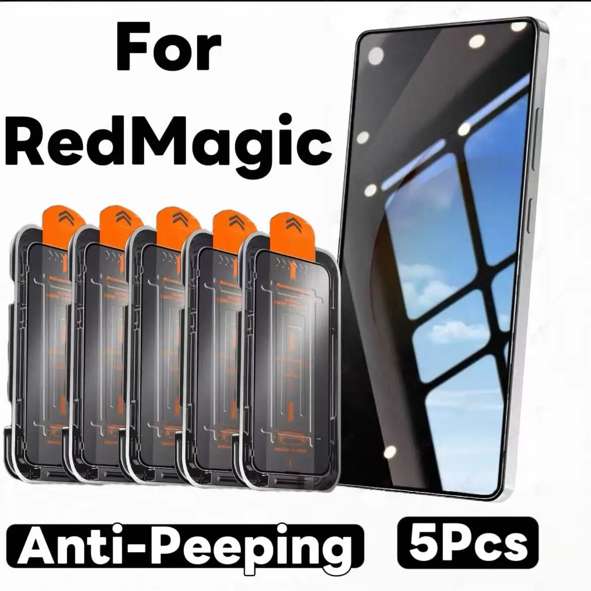 5 عبوات من الزجاج المقسى المضاد للتجسس لهاتف RedMagic 11 Pro/10 Air/10 Pro/9S Pro+/8 Pro - خالي من الغبار ومقاوم للصدمات