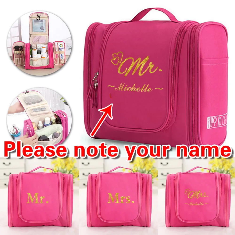 Customized Name Makeup Pack Women's Zipper Cosmetic Bags High Quality Canvas Bag Makeup Supplies Double Layered Storage Pouch
