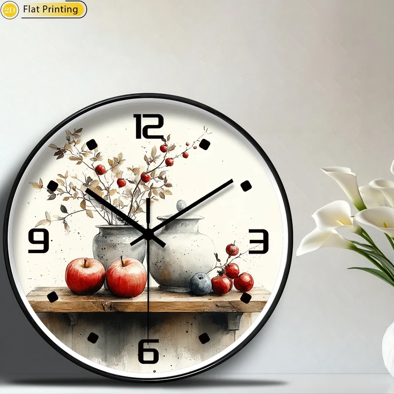 1 unidad moderna naturaleza muerta con manzanas y cerámica reloj de pared silencioso original Ideal decoración del hogar regalos de Navidad Año Nuevo para los queridos
