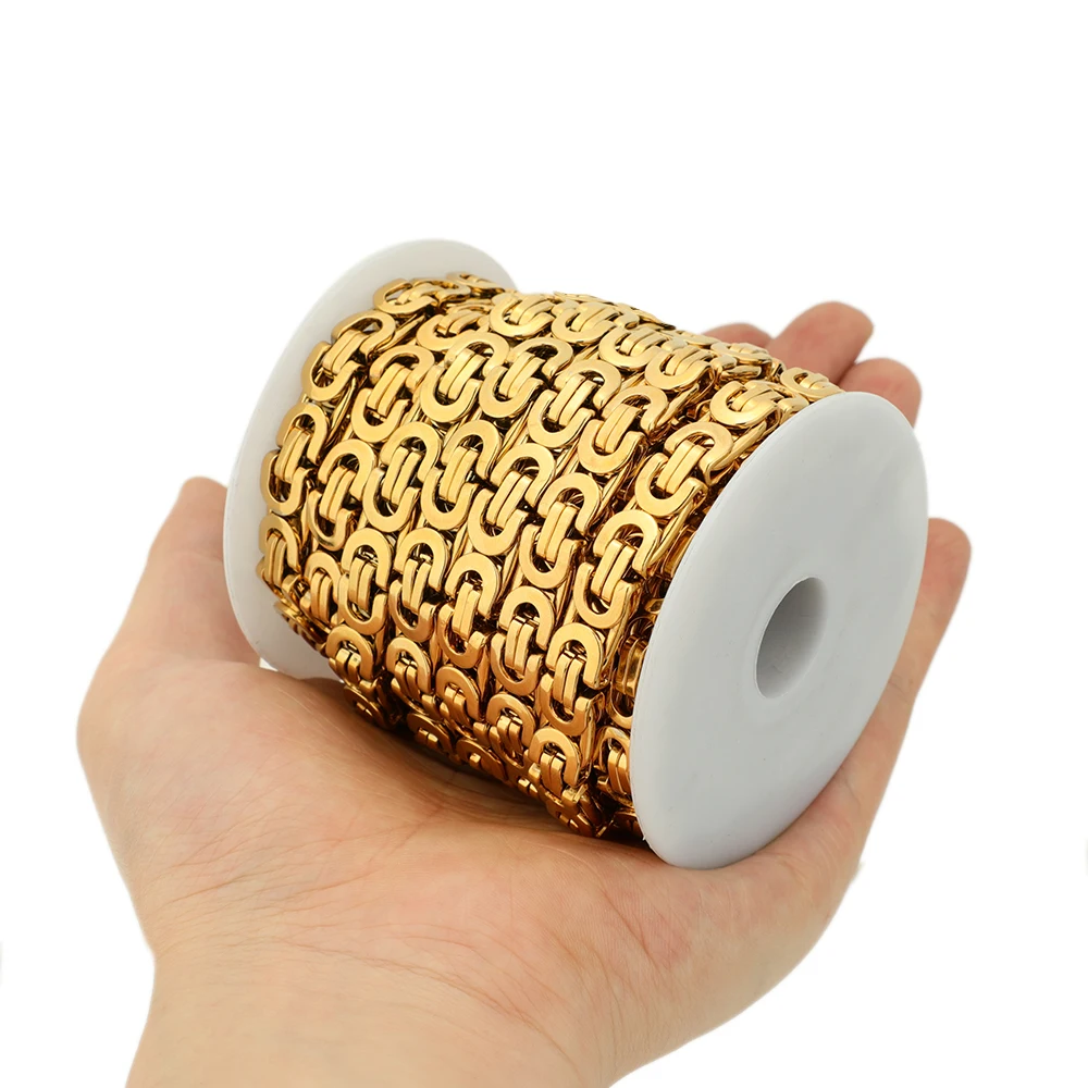 1 Meter Stainless Steel Width 8/6MM Chunky Big Chains Flat Link Chains for DIY Chunky Thick Lock Chain Necklaces Jewelry Making