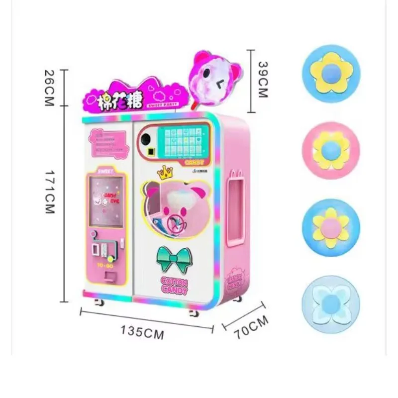 Customized Professional Full Automatic Sugar Cotton Candy Maker Vending Machine