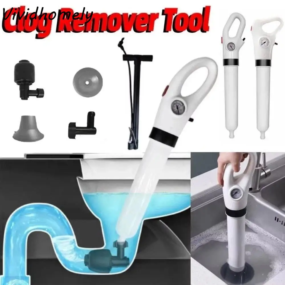 

High Pressure Dredge Clog Remover with Barometer Pipe Plunger Sewer Pipe Unblocker Toilet Clogged Pneumatic