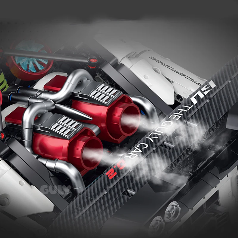 3939-teiliger Technischer 1:8 Low-Profile Supersportwagen Baukasten MOC High-Tech Sportmodell Auto Bausatz Spielzeug für Erwachsene Geschenke