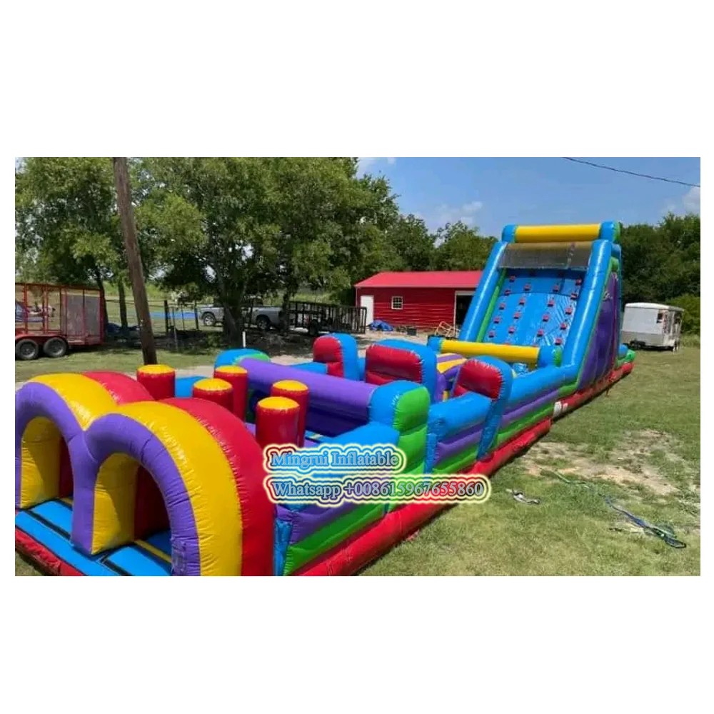 Large inflatacle obstacle course sports/ customized inflatable game with water slide for kids water play