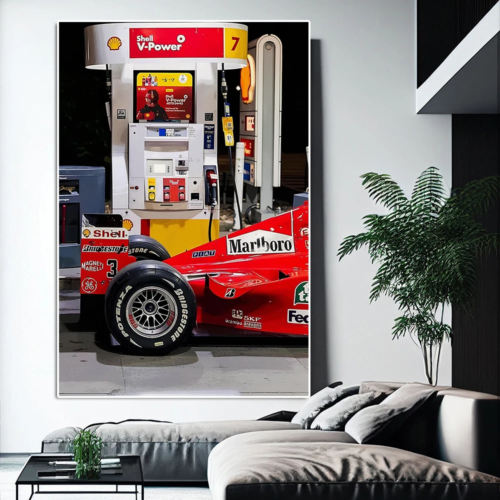Abstract Formula Racing Poster And Print Vintage Sports Car Canvas Painting Red Supercar Wall Art Living Room Home Decoration