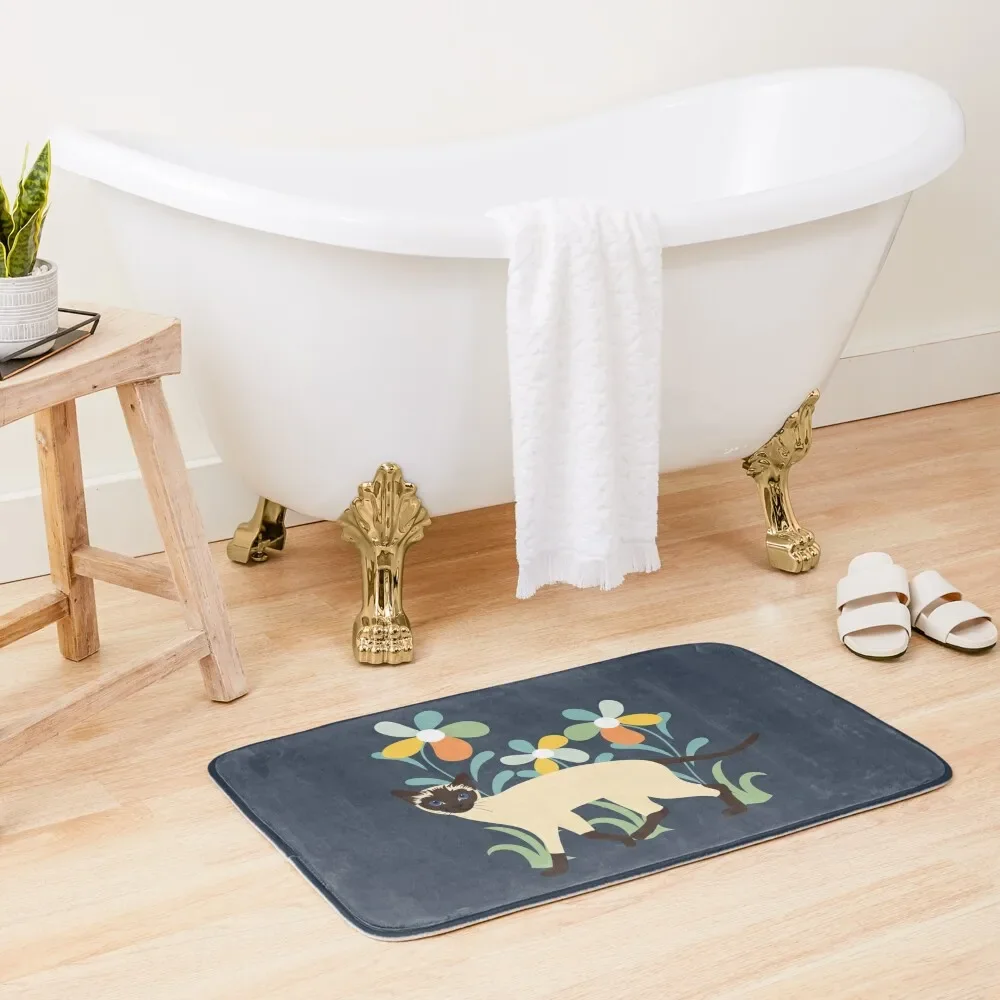 

Siamese Cat and Flowers Bath Mat Bedroom Carpet Foot Bathroom Bathroom Accessories Sets Luxury Mat