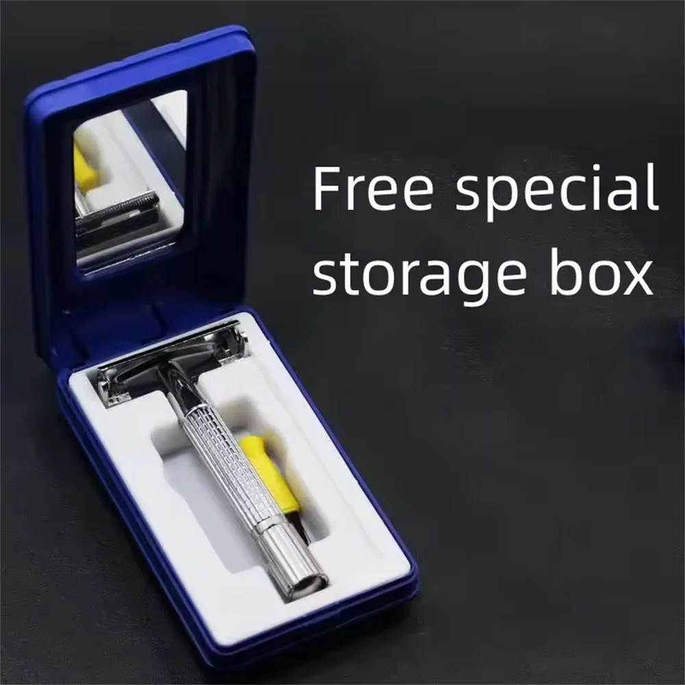 Men Shaving Razor with Blade Sliver Folding Shaving Knife Facial Hair Stainless Steel Straight Razor Holder Shaving Barber Tools